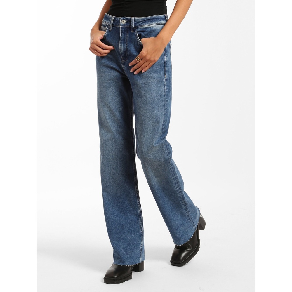 NWT Brooklyn Industries Park Wide Leg Jeans Sz 33x32 Denim Medium Wash High Rise